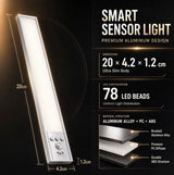 No-drill cabinet lighting, with human body sensor, 800mAh, 111 LED beads.
